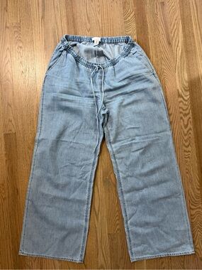 H&M Light Blue Maternity Elastic Waist Wide Leg Jeans
